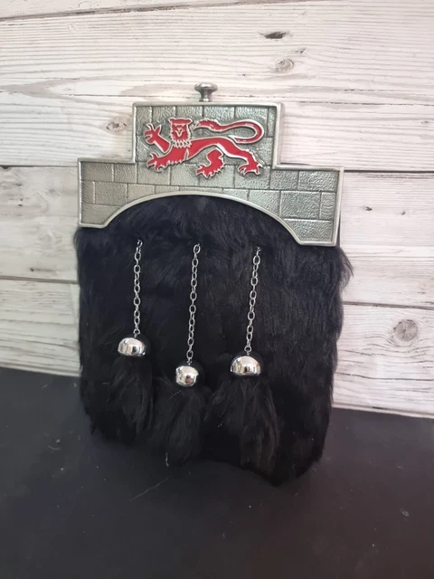 Abito completo da uomo Kilt Sporran in pelle nero nuovissimo
