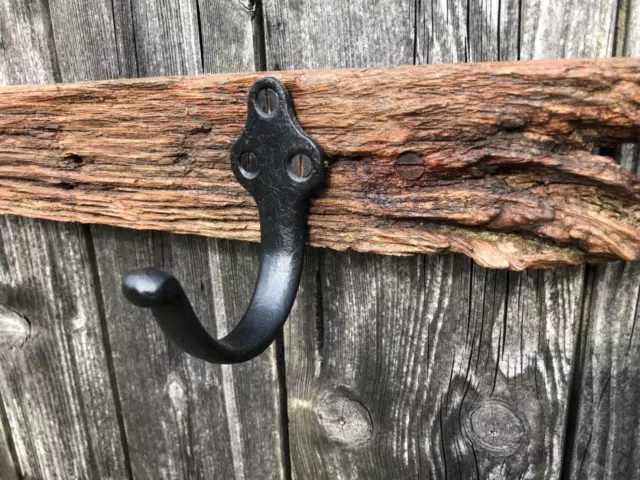 Rustic Vintage Coat Rack 2 Hooks Handmade With Old Oak Fence Posts From Our Farm