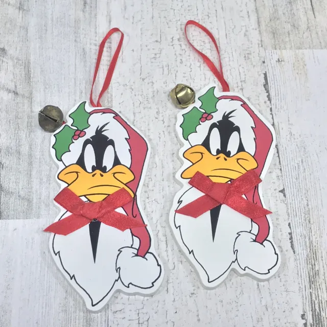 Lot of 2 VTG 1996 Daffy Duck Ornament Looney Tunes Warner Bros Kurt Adler Wood