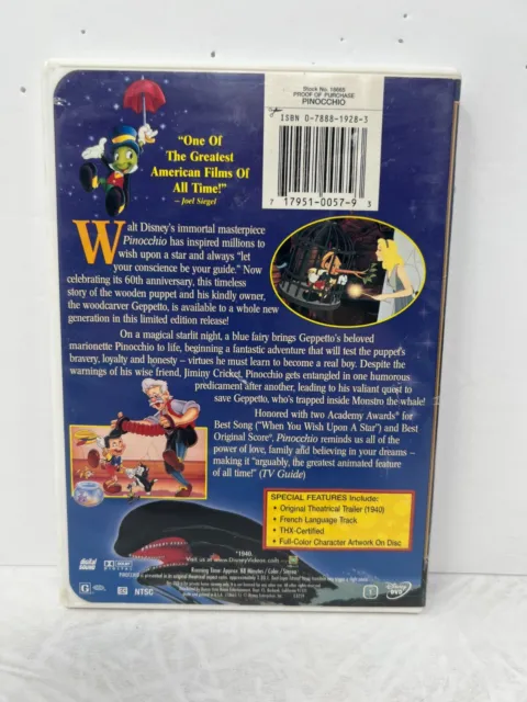 Disney Pinocchio (DVD, 2000) Limited Issue Disney Classic Good Condition!!! 3