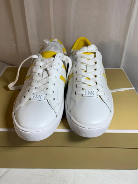 Michael Kors Irving Stripe Womens White Yellow Lace Up Athletic Sneaker Size 5 M