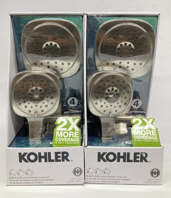 2x Kohler 3 in 1 Multifunction Shower Head Combo Kit Magnetic Docking 4 Sprays