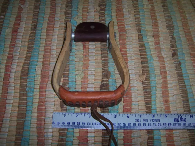 ONE Vintage Western Horse Saddle Stirrup Leather Laced Used Free Shipping