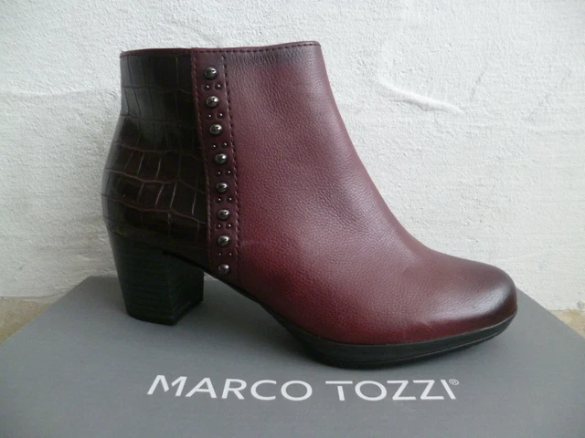 Marco Tozzi Bottes Bottines Chaussures 25388 Cuir Rouge Bordeaux