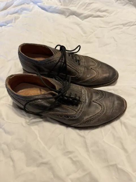 Bed Stu Lita Cobbler Black/Gray Leather Brogue Wingtip Oxford Shoes Women’s 9.5