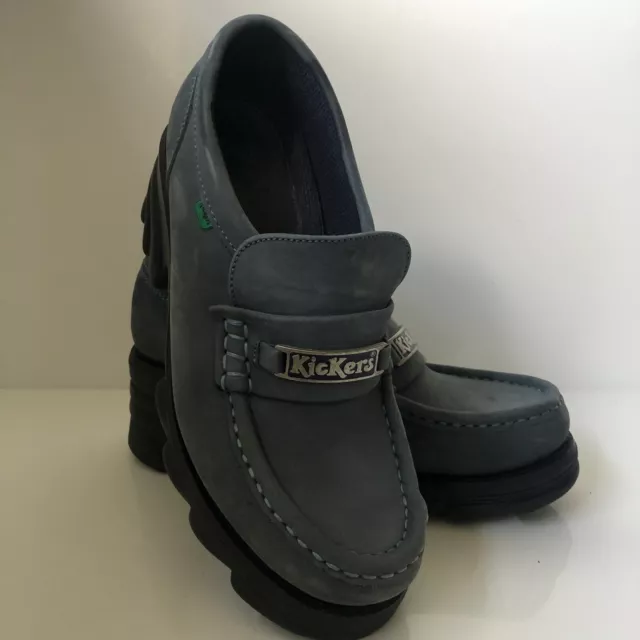 Scarpe da donna Kickers blu pallido pelle scamosciata anni '90 vintage plateau UK7 *leggi*
