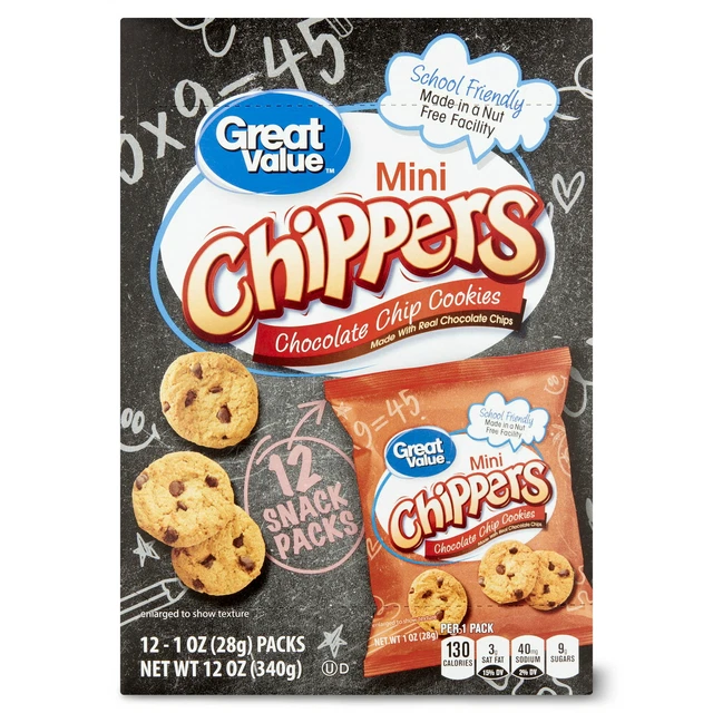 Great Value Mini Chippers Chocolat Puce Cookies, 355ml 12 Compte