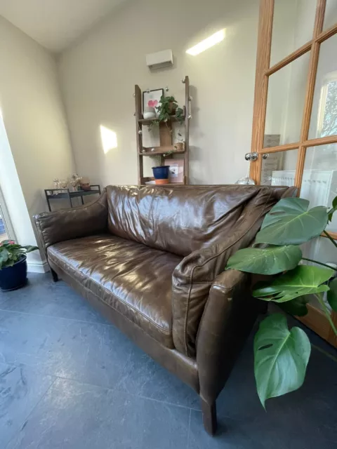 Elegant, Comfortable Halo Groucho Medium 2 Seater Leather Sofa, Dark Brown.