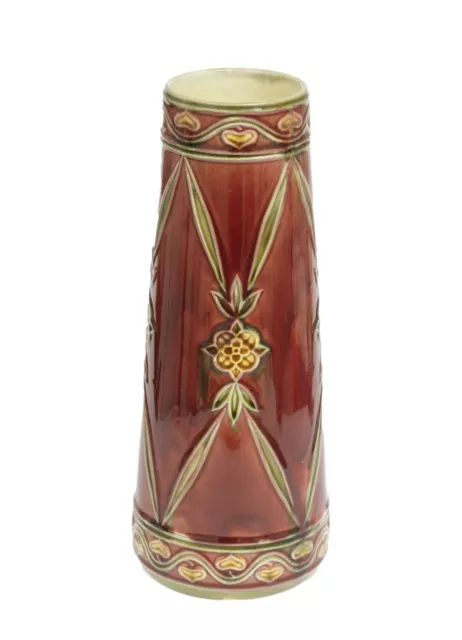 Minton Art Pottery Antique Secessionist Vase in Red Glaze with Tubelined Body