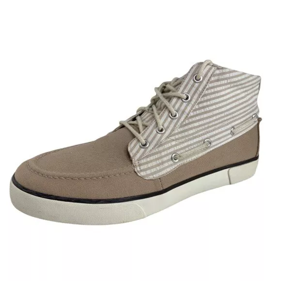 Men's 10.5D Polo by Ralph Lauren Lander Chukka Taupe Seersucker Boots Lace Up