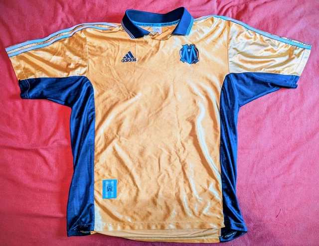 Maillot OM Marseille Centenaire : Doré, Adidas, Taille XS Enfant, Original Et Vintage