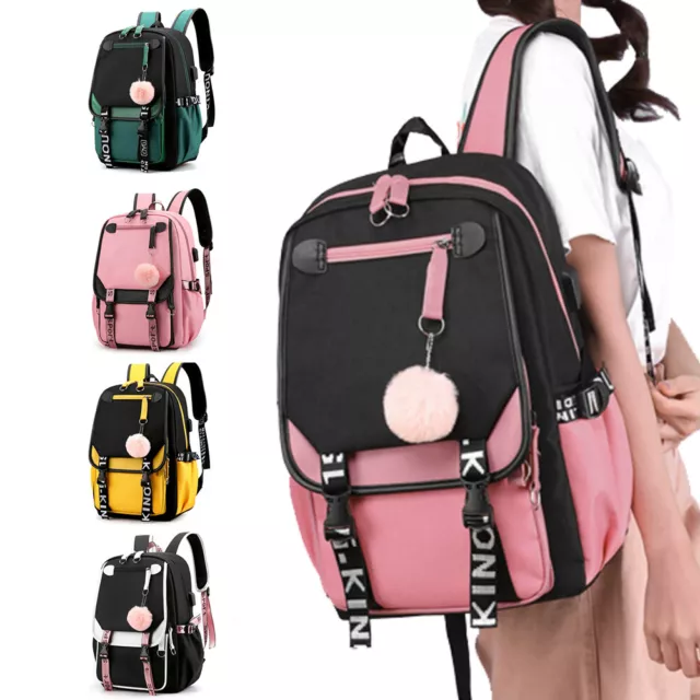 Women Girls Oxford Backpack 17" School Bag Waterproof Bookbag Travel Rucksack
