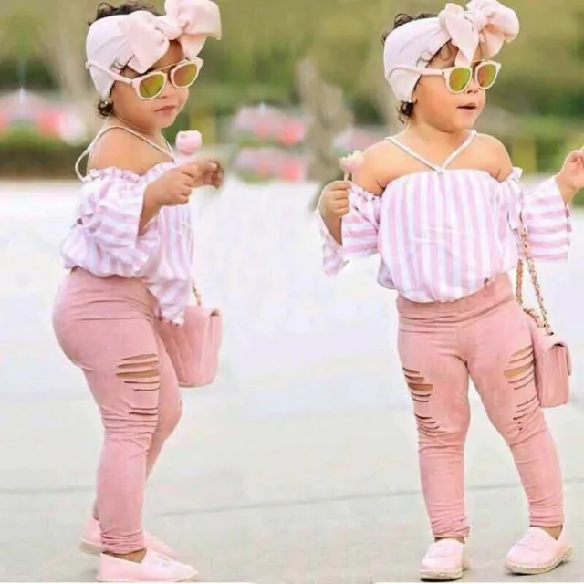 Pantaloni pantaloni pantaloni a righe top bambini bambine set abiti estivi per bambini