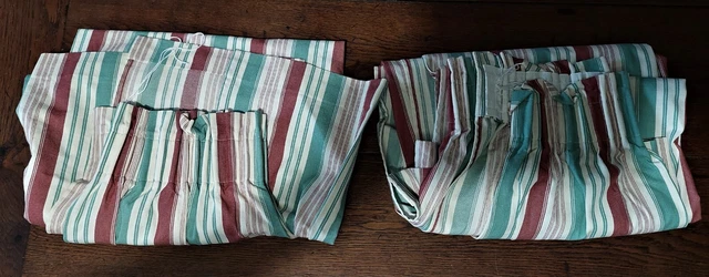 Doppio Tende Coppia Tessuto Strisce Cotone 145 X 230 CM