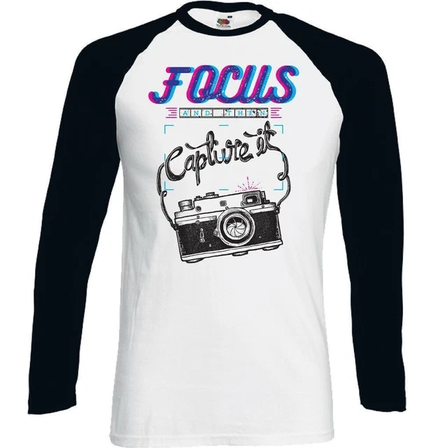 Fotografia T-Shirt Fotografo Uomo Divertente Fotocamera DSLR Focus E Poi Capture