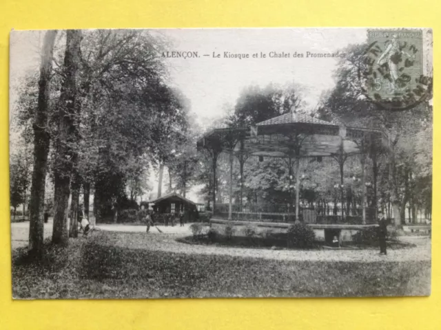 cpa FRANCE ALENÇON Orne CHALET des Promenades and MUSIC KIOSK Bandstand