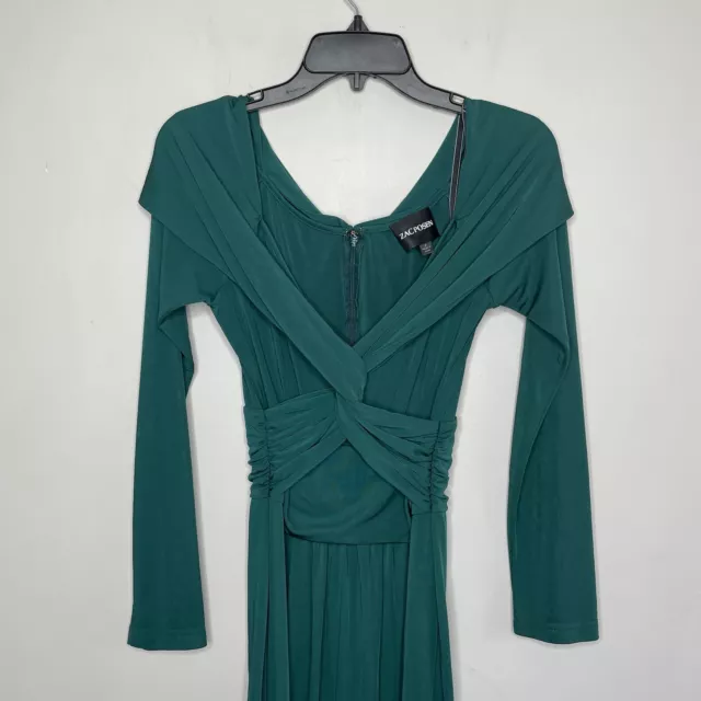 ZAC POSEN Gown Womens 6 Green Wrapped Around Long Dress Jersey Knit Twist 3