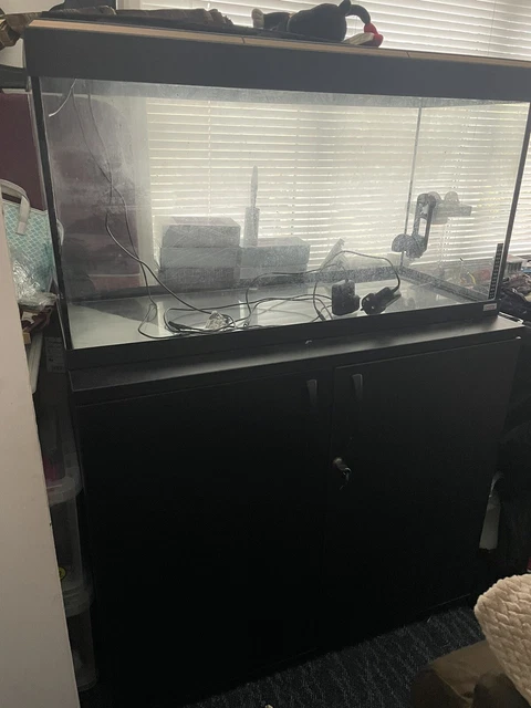 Fluval 200 fish tank, cabinet and pump