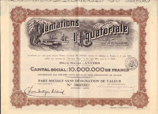 AFRICA  / Belgium : Plantations de l'Equatoriale dd 1927 Antwerp