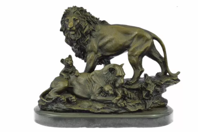 Da Collezione Statua Bronzo Scultura Animale Tema Fauna Selvatica Africano Leone