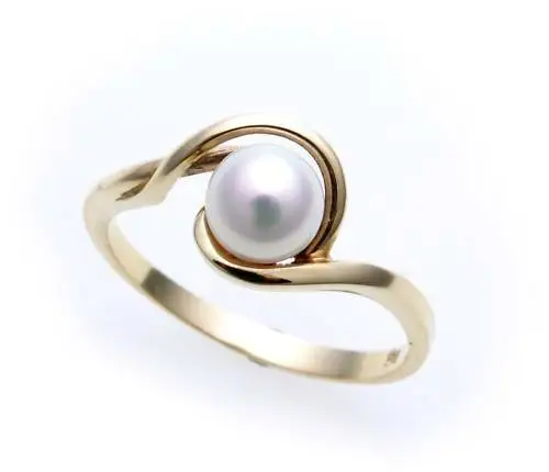 Damen Ring echt Gold 333 Perle 6 mm günstig Gelbgold Zuchtperle Qualitä