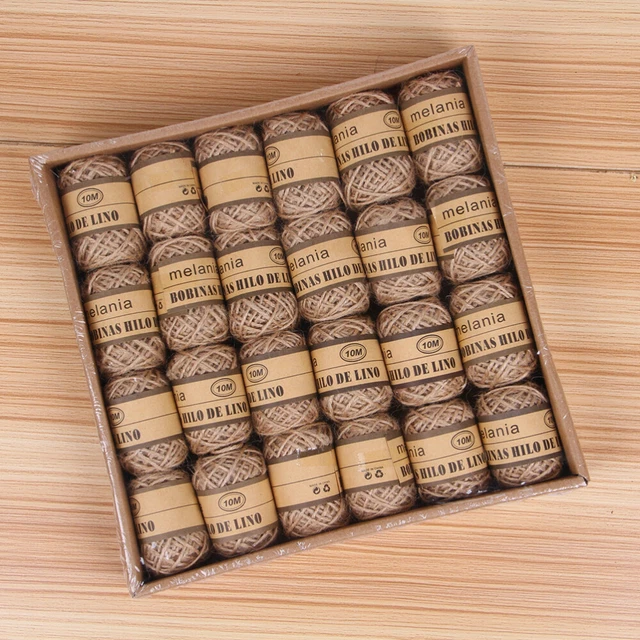 Cuerda de cáñamo 1 caja 24 rollos cordón de yute cordón papel doméstico cuerda creativa hágalo usted mismo