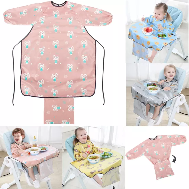 Baby Kids Bibs Long Sleeve Weaning Feeding Apron Coverall Highchair Waterproof