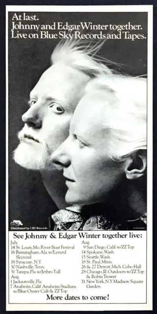 1976 Johnny & Edgar Winter photo "Together Live" Album Release vintage print ad