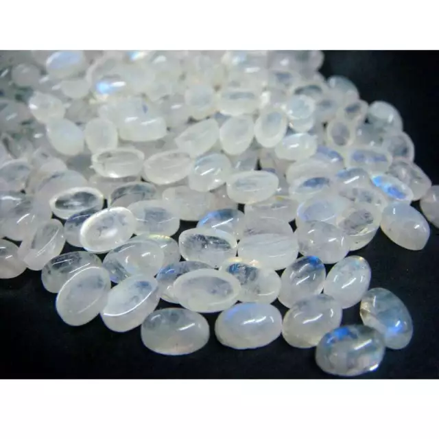 4x6mm Rainbow Moonstone Cabochon Lot, Oval Calibrated 3