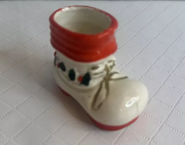 Vintage Christmas Boot Toothpick Holder Ceramic Figures Japan Decor READ Paint