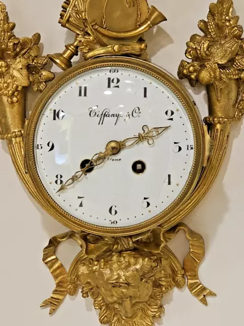 Large 19C French Gilt Bronze Tiffany & Co Cartel Wall Clock 2