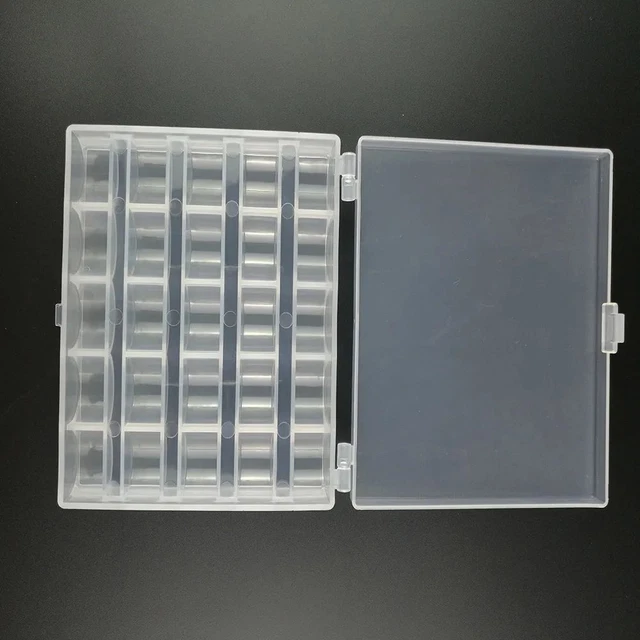 Caja de carretes Bobbins - Máquina de coser artesanías estuche de plástico cajas de almacenamiento 25 ranuras