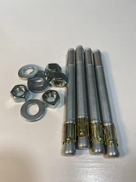 (4) 1/2" x 4 1/2" Wedge Anchors With Hardware, Zinc