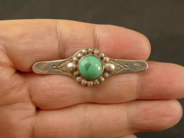 Navajo Turquoise Ingot Silver Manta Pin 1920'S Vintage Tucson Estate