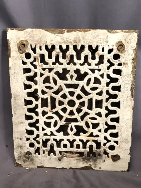 Antique Victorian Cast Iron Louvered Heat Register Vent Grate Roughly 12"x9.5"