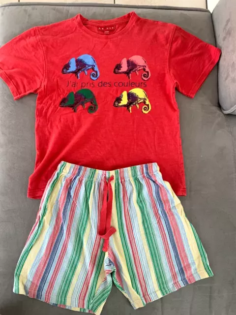 Pyjama Arthur T-shirt rouge motif caméléon short rayé garçon 10 ans