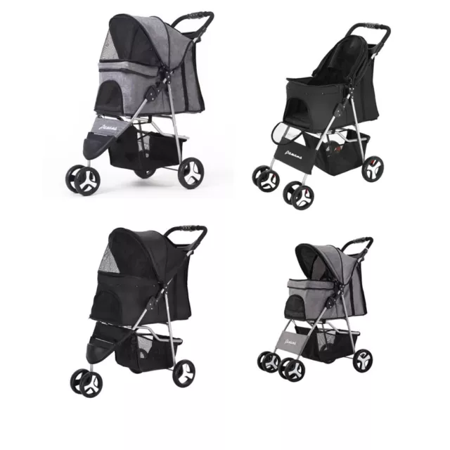 Pet Stroller Dog Cat Pushchair Folding Pet Stroller Travel Cart Jogging Carrier