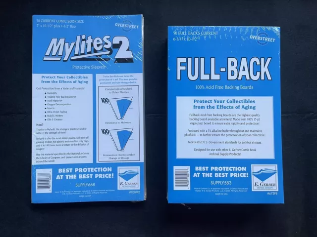E. Gerber Current Full-Backs Boards & Mylites 2Bags - 50 of Each!