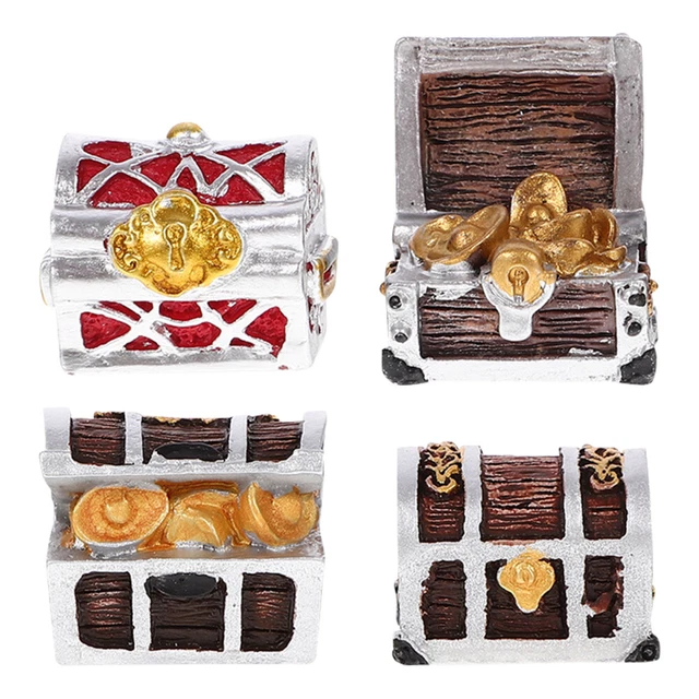 4pcs Resin Aquarium Decors Delicate Aquarium Adornments Decorative Treasure Box