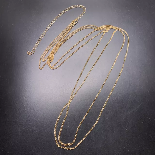 Long Dainty Layered Chain Necklace Gold Tone Boho Delicate 31 Inch