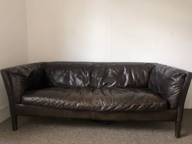 Luxurious John Lewis HALO Groucho Brown Leather Sofa Couch £1699