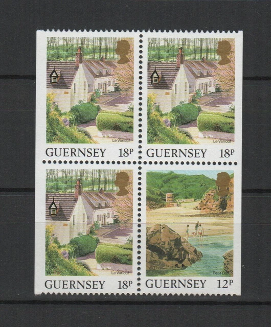 Île de Guernesey 1989 vues de l'île bloc de 4 timbres neufs MNH /TR7073