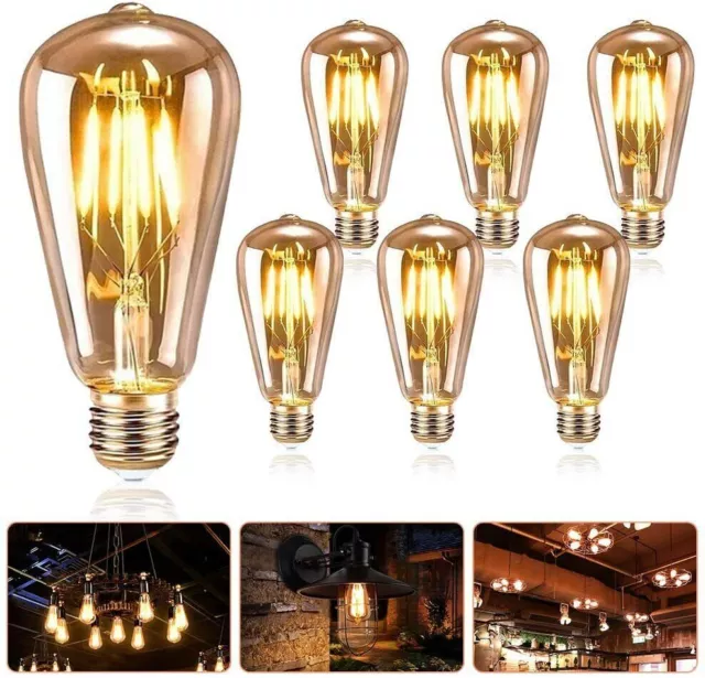 6stk ST64 Antike Stil Retro Vintage Edison E27 4W LED Glühbirne DE