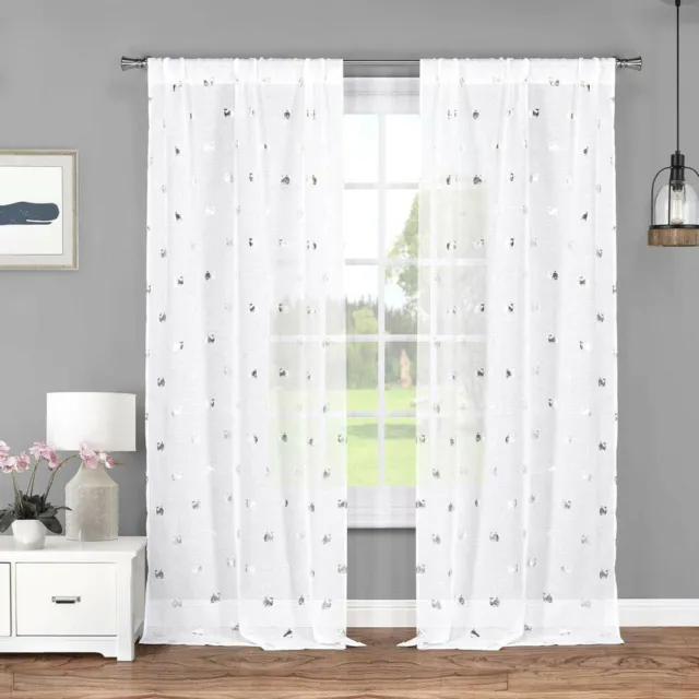 Lala + Bash Wally Metallic Pole Top Window Curtain Drapes for Bedroom, Living...