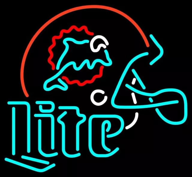 Miami Dolphins Miller Lite Neon Sign Light 24x20 Lamp Beer Bar Wall