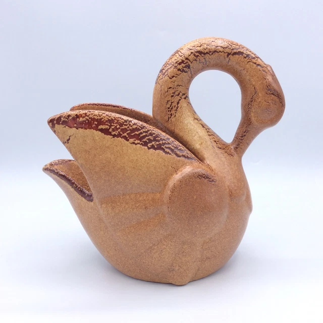 Vase zoomorphe céramique émaillée cygne signé Roberto Rigon Bertoncello XXème