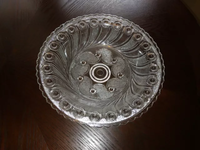 Beautiful EAPG Stippled Scroll 10 ½” Flared Bowl