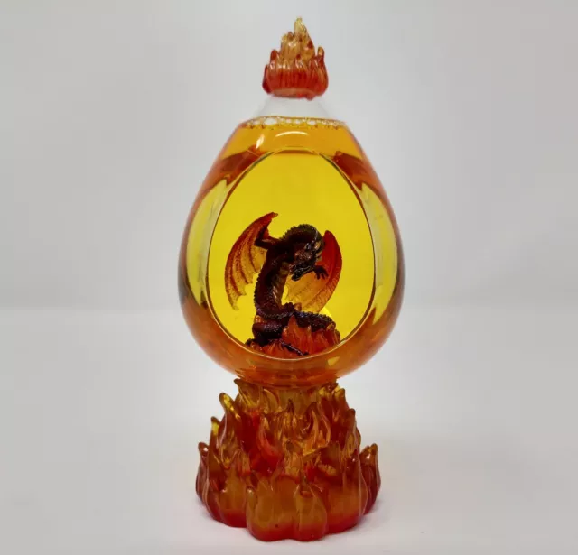 RARE Westland Giftware DRAGON Egg Flame Amber Color Water Globe Figurine #3197