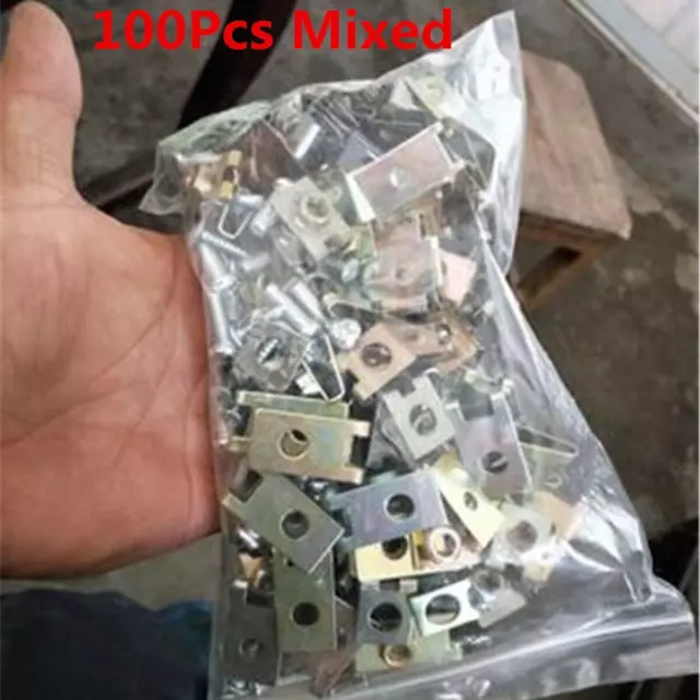 100Pcs U-Type Metal Rivets Door Panel Fender Screw Fastener Fixed Clips For Car