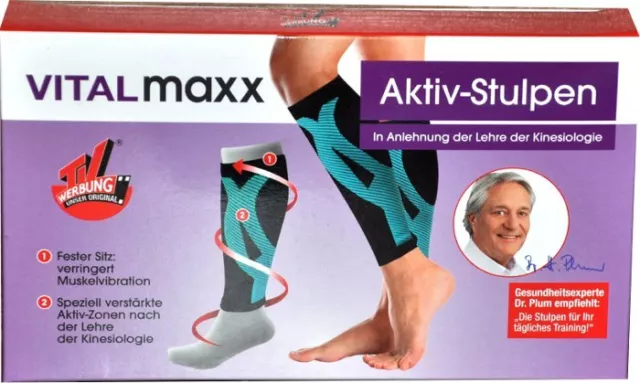 Aktiv Stulpen S/M Türkis VITALmaxx Sport Fitness Joggen Beinstulpen Bandage *